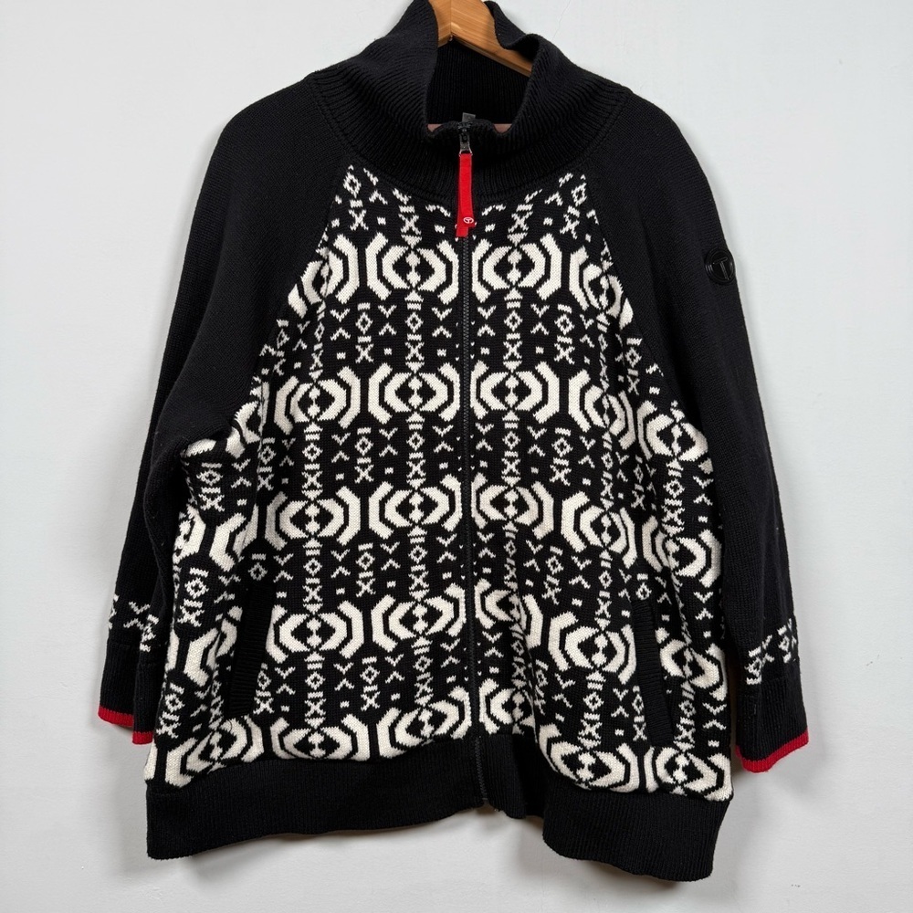 Talbots Zip Front Coatigan, Wintery Geo Print, Size 2Xp, offers welcome